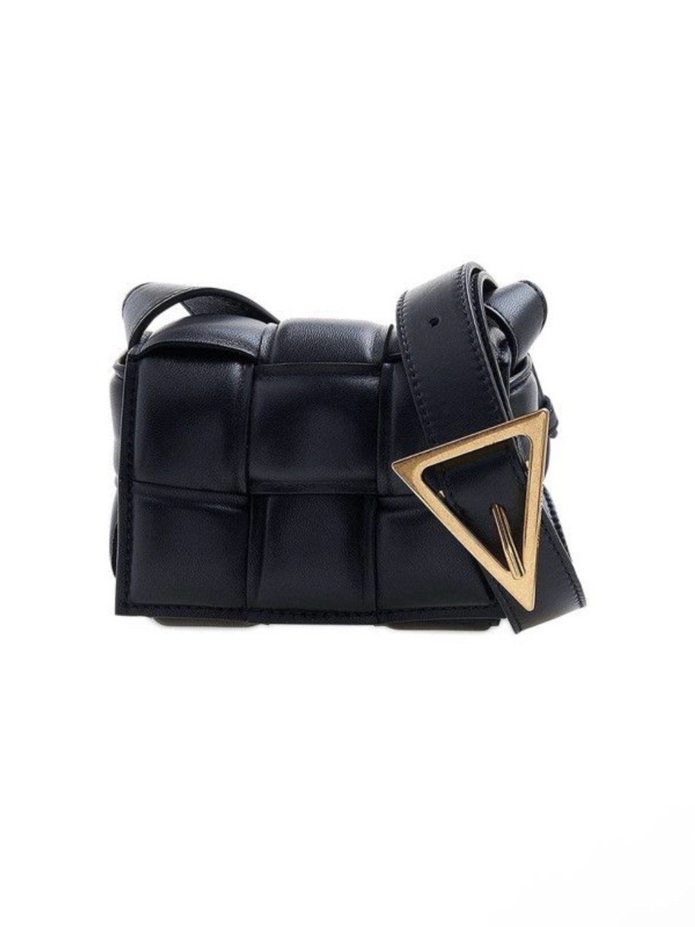 Bottega Veneta Black Padded Candy Cassette with Gold Buckle